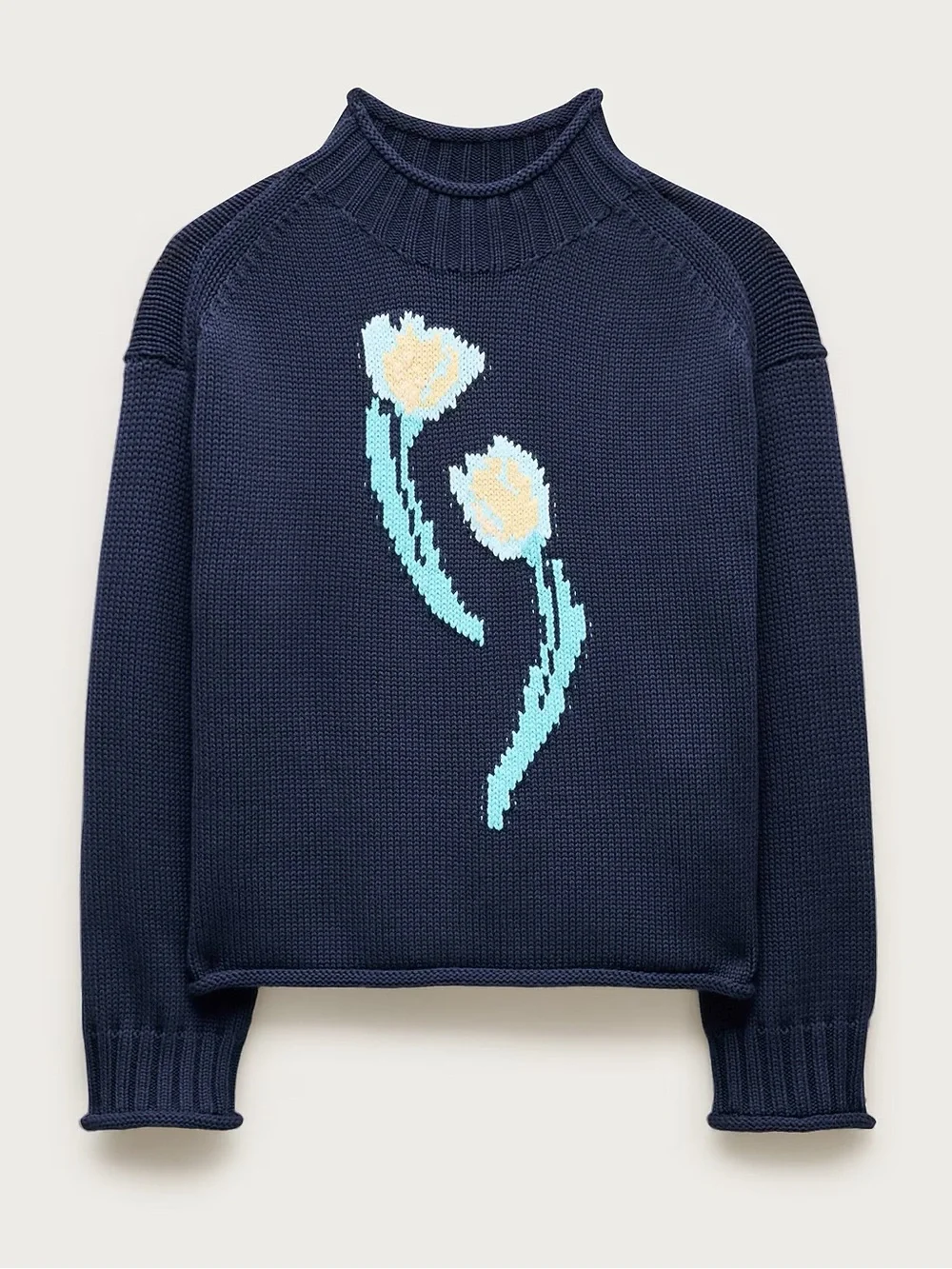 NWT J. Crew 2025 Rollneck™ sweater in floral-print heritage cotton